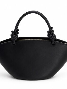 Black Knot-Handle Leather Tote